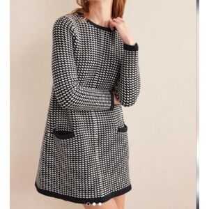 Boden Jaquard Knit Dress Cotton Wool Alpaca Blend Pockets Career Sz UK 8L US 4L